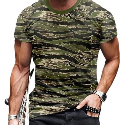 Letnia męska koszulka z krótkim rękawem Męska luźna koszulka 3D Modny nadruk w panterkę Kamuflaż Czaszka T-shirt Top