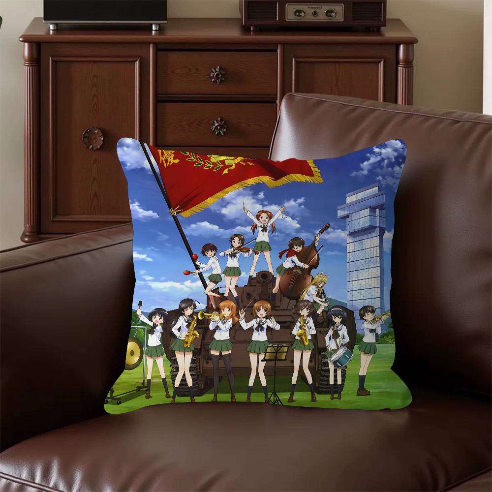Anime G-GIRLS Und PANZER Cushion Cover Car Throw Pillow Case For Sofa Car Christmas Gift 40x40cm 45x45cm