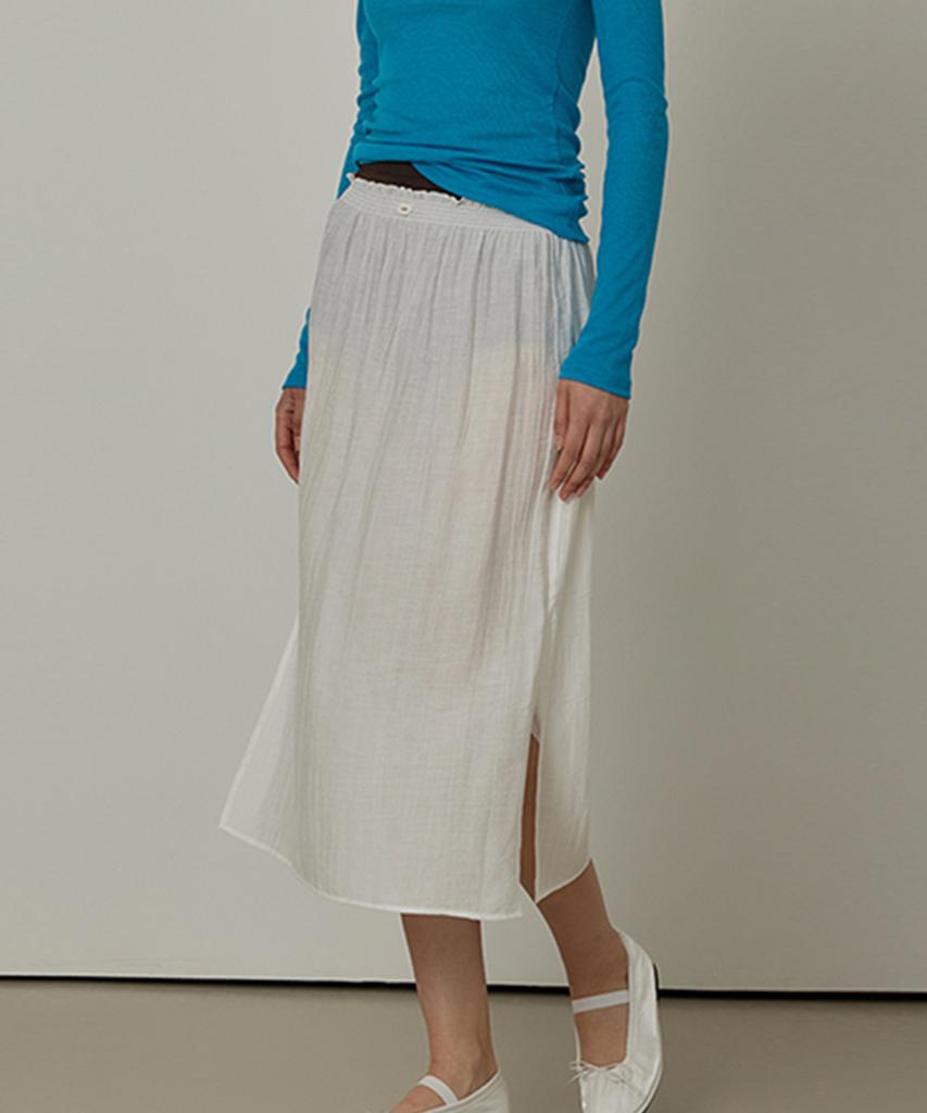Kwinseulaebis See-Through Wrinkle Slit Layered Skirt