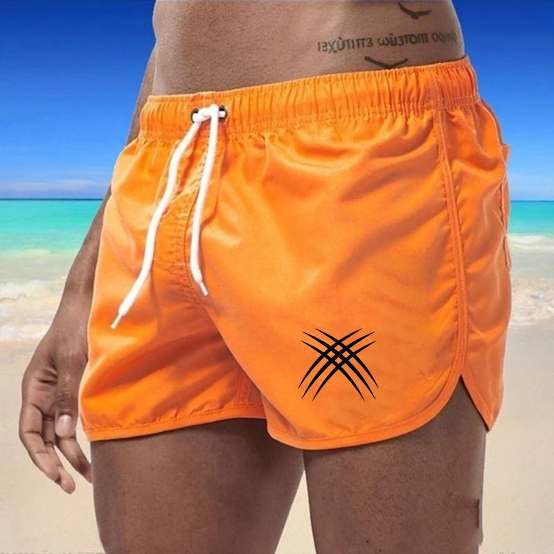 Casual Swimming Summer Men's Shorts 2025 Beach Trunks Swim Gym Pants Quick Drying Homme Surf Ventilate Drawstring Fashion Daily