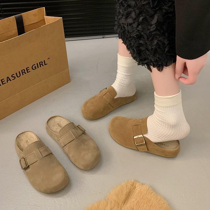 Thick-soled Heightening Birkenstocks, Ugly and Cute, One-pedal Bag Head and Half Slippers, Women's Outer Wear 2025 New Autumn Birkenstocks