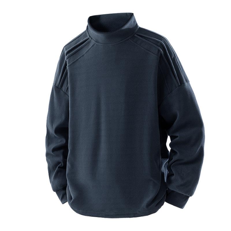 Men's Solid Color Knitted Round Neck Sweatshirt Casual Base Top