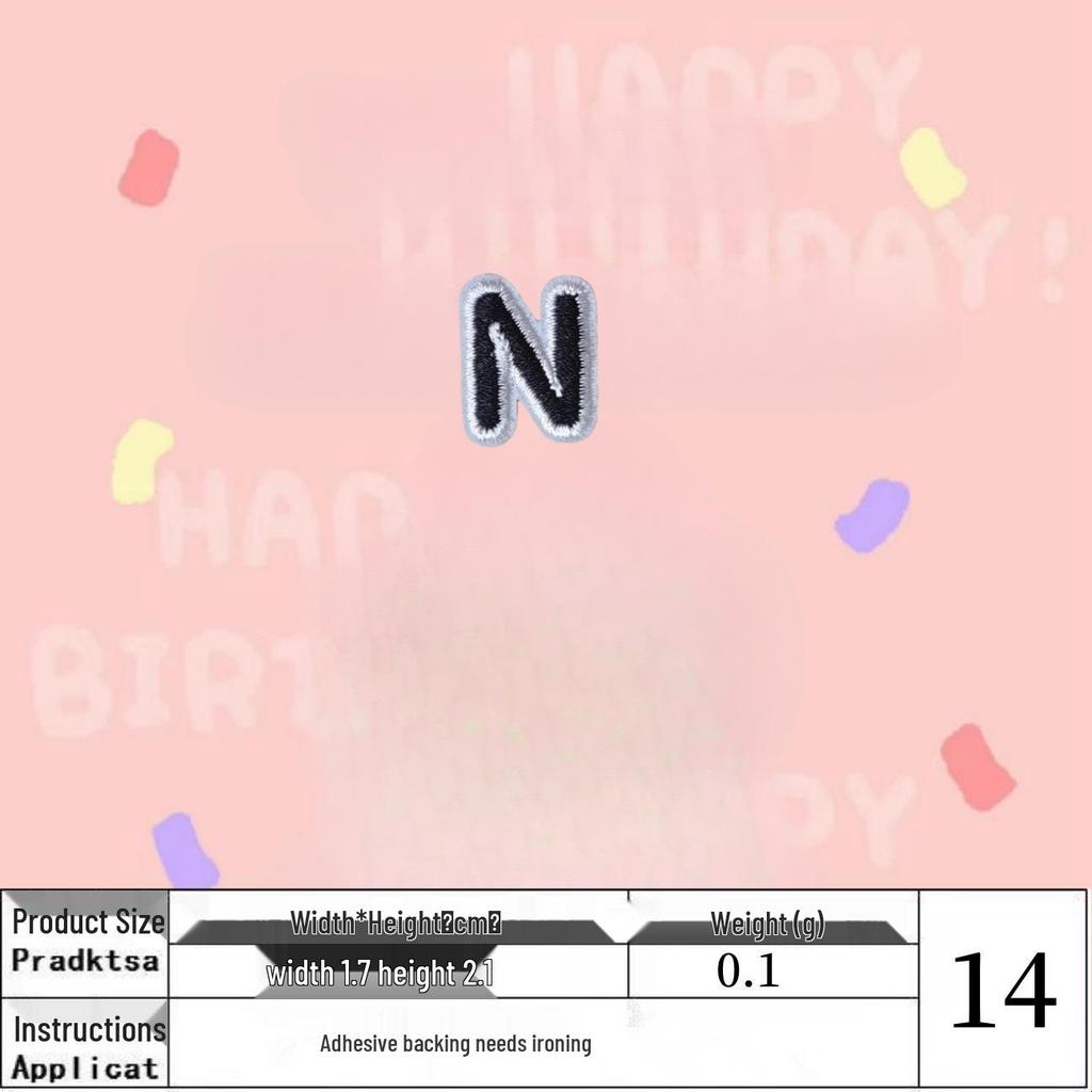 Black English Letter Iron-On Embroidery Cloth Patch for Clothing