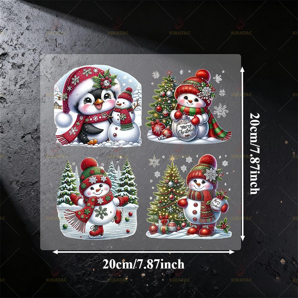 

4pcs Set Cute Christmas Snowman Decorative Motorcycle Stickers for Fuel Tank Fairing Car Window Scooters Universal Vinyl Decals 20x20cm