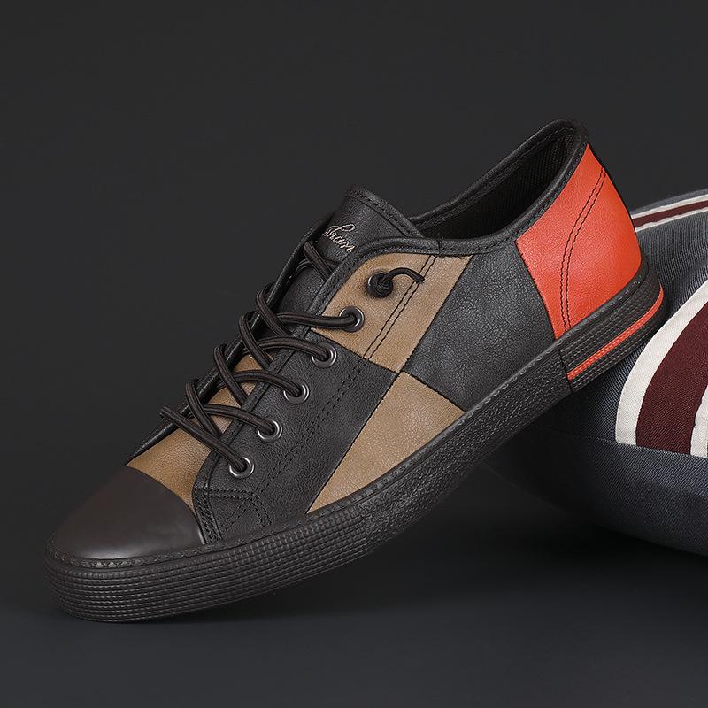 2025 spring new men's leather shoes comfortable trend casual versatile shoes low top sports fashion shoes overshoes