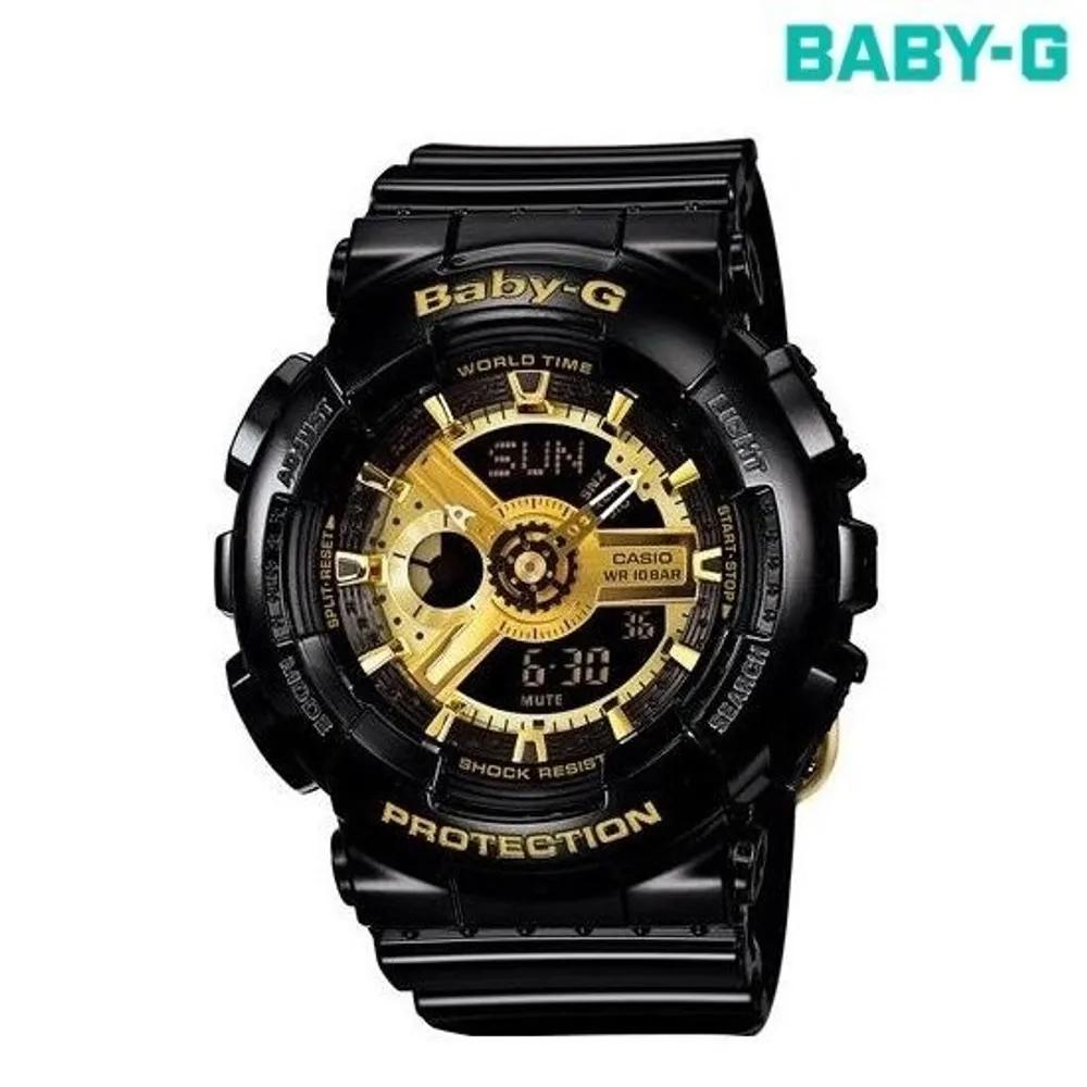 BA-110-1ADR Women's Black and Gold Polished Digital Waterproof Watch