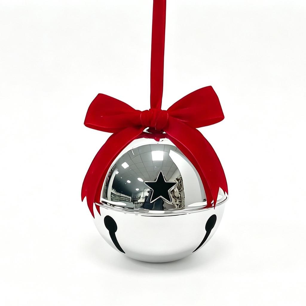 Electroplated Bell Ornament Velvet Holiday Hanging Ornament Hanging Christmas Decor Shiny Velvet Bow Ornament For Stair Covered