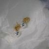 Gold-Plated Brass Knot Round Ball Earrings with 925 Silver