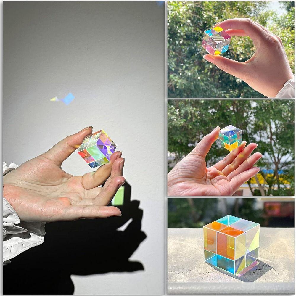 Clear Crystal Mixing Color Cube Sun Catcher Rainbow Crystal Cubes Educational Gifts