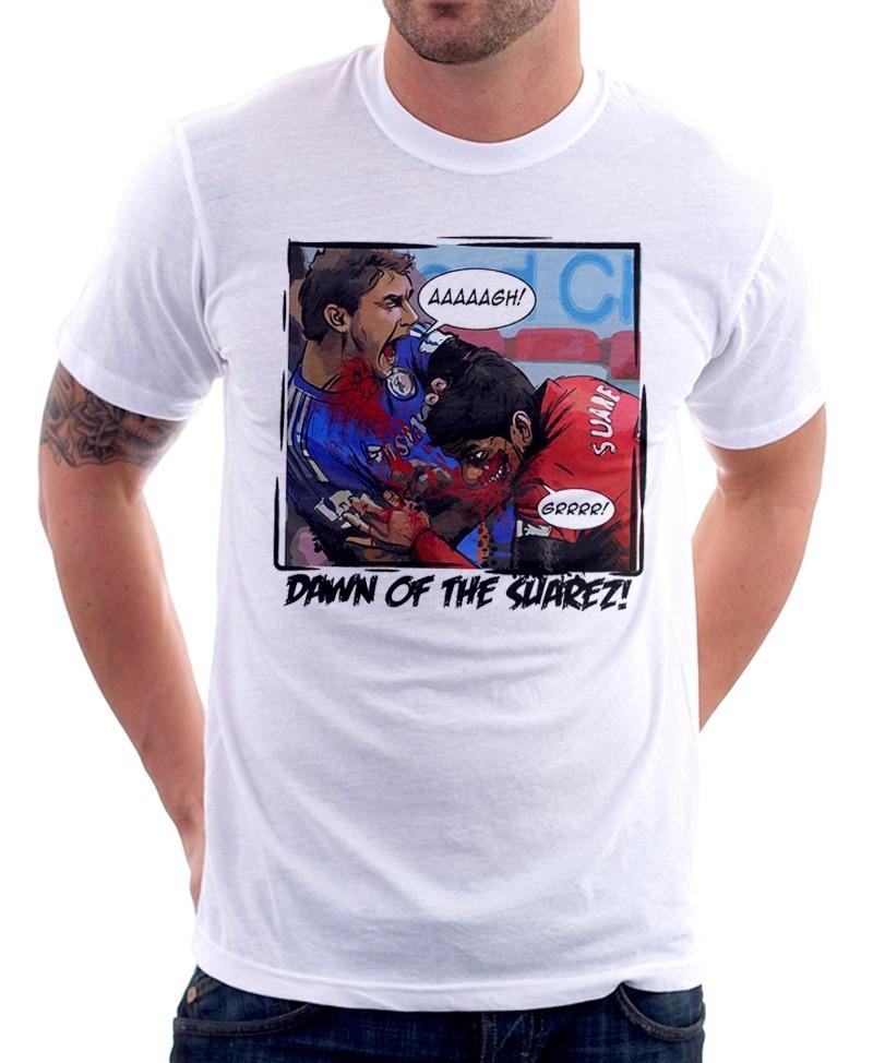 

Dawn of SUAREZ CHELSEA LIVERPOOL JAWS BITE GNAWS funny white t-shirt OZ9623 S разноцветный