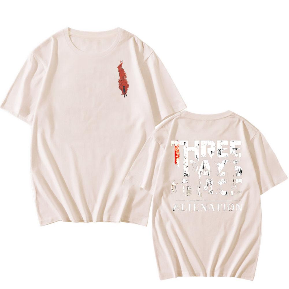 Alienation Album Tee THREE DAYS GRACE Band Printing T-shirt Loose Short Sleeve O-neck Tshirts Hip Hop Unisex Streetwear Men Tops