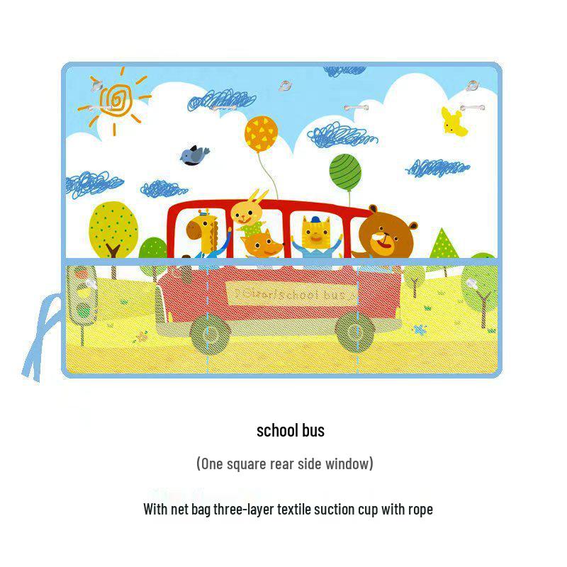 Car Sunshade Curtain for Baby - Cartoon Suction Cup Sun Blocking Mesh for Side Windows