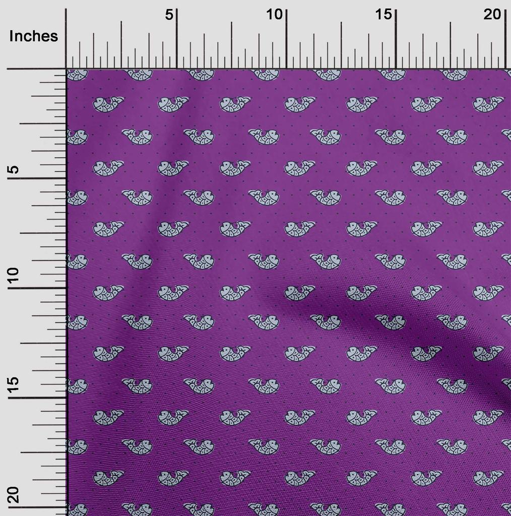 oneOone Cotton Flex Fabric Fish Block Printed Craft Fabric BTY 40 Inch Wide