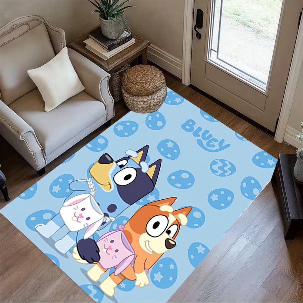 Bluey Friends Adventure Area Rug Perfect for Dormitory Foyer Study room Game Room Anti-slip Rug Anime Office Decor Perfect Birthday/Christmas Gift Ide