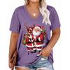 Summer Ladies Christmas 3D Printed V-Neck T-Shirt Fashion Versatile Trend Breathable Casual