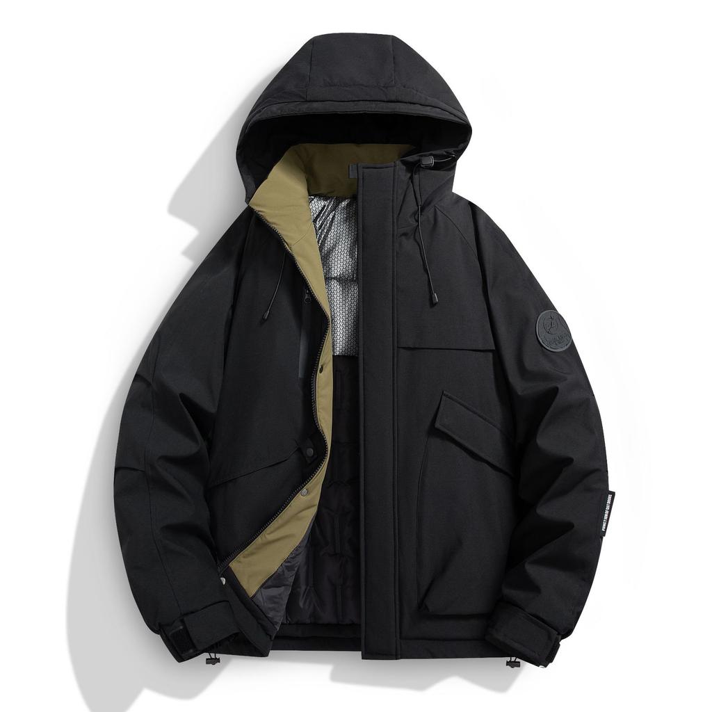 Pánská ležérní bavlněná bunda s kapucí, jednobarevná, zimní, pro každodenní nošení