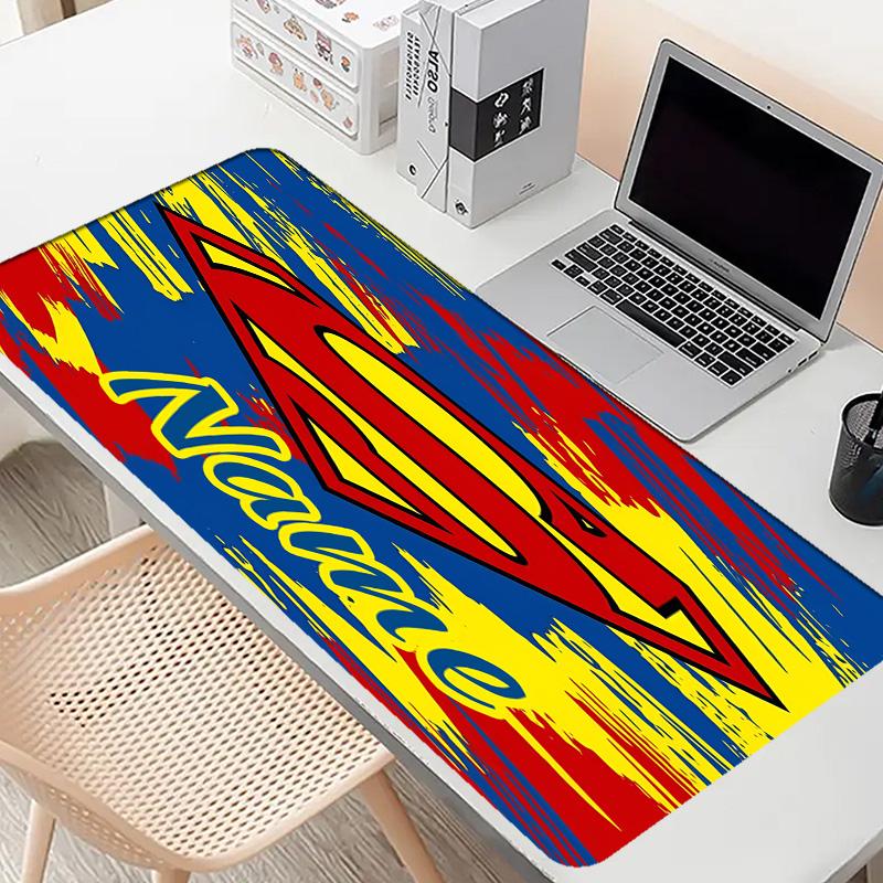 Custom Name Personalized Superman Pattern Mousepad, Laptop PC Desk Mat, Decorative Desk Mat for Home Keyboard Pad Gift