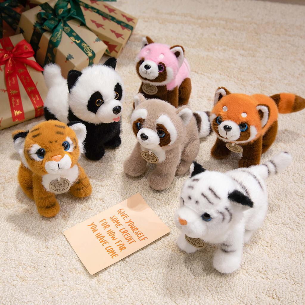 1 szt. 20CM Uroczy Szop Panda Tygrys Pluszowe Zabawki Kreskówka Pluszowy Różowy Szop Biały Żółty Tygrys Poduszka na Prezent Urodzinowy Świąteczny