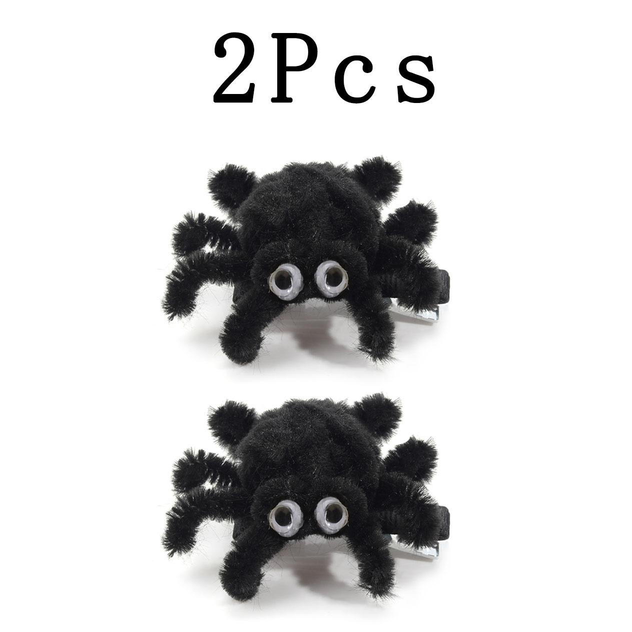 2pcs Spiders Hairpins   Cartoon Plush Hair Clip Cute  Decorations Headwear Black Spider Hair Halloween Accessories
