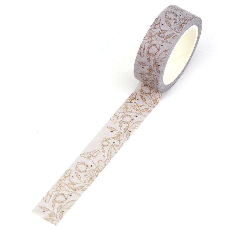 NEW 1X 10M Decor Flower Leaves Japanese Paper Cinta Washi Tape Set for Scrapbooking Masking Tape Cute Journal Kawaii Papelaria