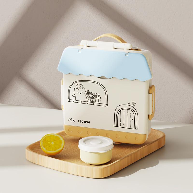 Adult Lunchbox With 4 Compartments - Microwave Safe, Leak-Proof, Includes Cutlery (Spoon, Fork), Portable Cutlery