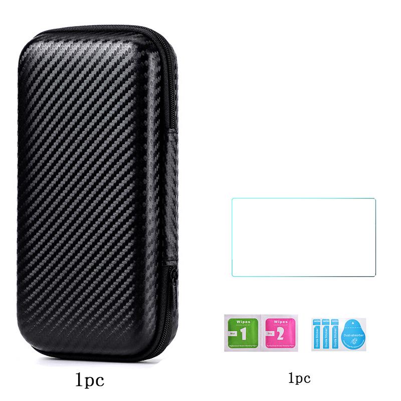 For Trimui Smart Pro Handheld Game Console 9H Tempered Glass Film Screen Protector+Portable Waterproof Hard Carrying Bag Case