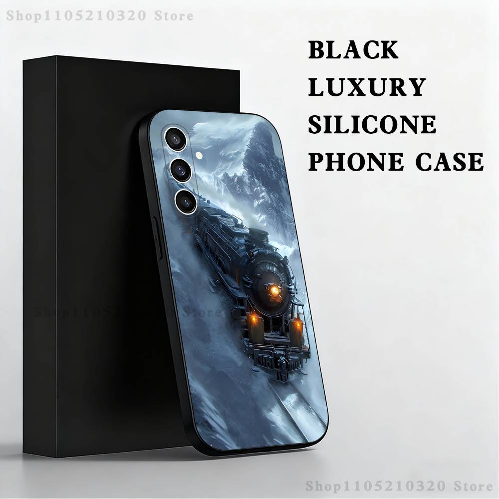 Classic Steam Train Railway Phone Case For Samsung S25,S24,S21,S22,S23,S30,Ultra,S20,Plus,Fe,Lite,Note,10 Black Soft Shell
