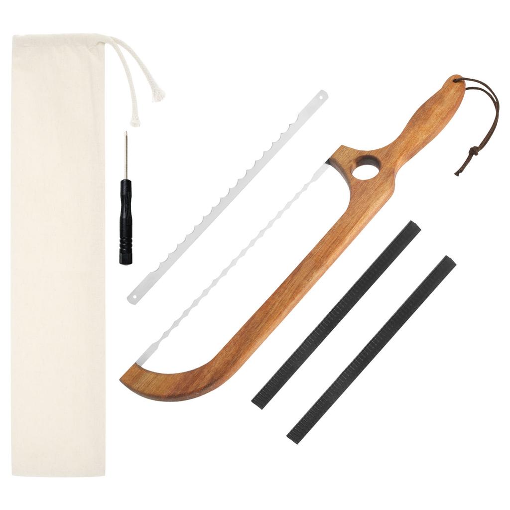 Sourdough Bread Slicer for Homemade Bread Wooden Breads Bow Knife with Stainless Steel Blades Serrated Sourdough Breads Knife