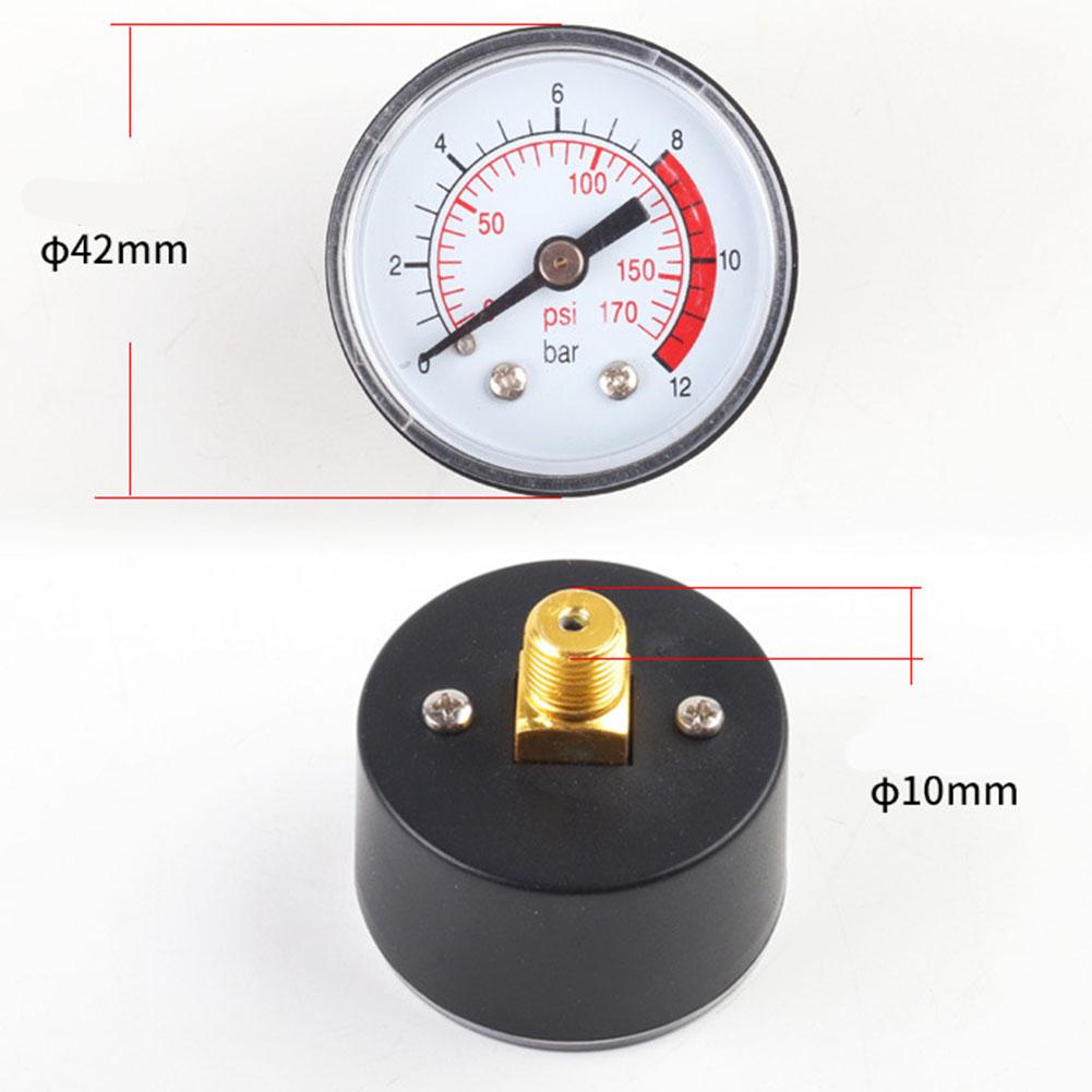 0-12Bar Pressure Gauge Pneumatic Pressure Gauge For Industrial Use 39 X 41mm Size Reliable Male Thread Connection Large Dial
