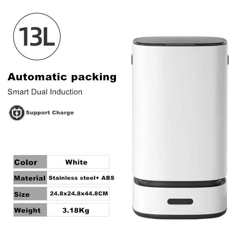 13 л Умное мусорное ведро Большой вместимости Мусор Ванная Мусорное ведро Электрическое Мусорное ведро Дом Кухня тип Автоматическая упаковка Мусорное ведро 13L белый