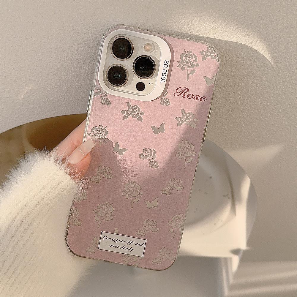 Super Fairy Ins Pink Rose iPhone 16 Case Suitable for 17 Pro Max, 12, Apple 13, Laser 11, Anti-drop