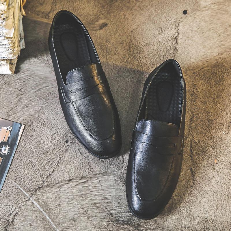 New Men'S Leather Shoes Breathable Lazy Business Casual One-Pedal Beanie Shoes British Style Men'S Shoes 7031-J