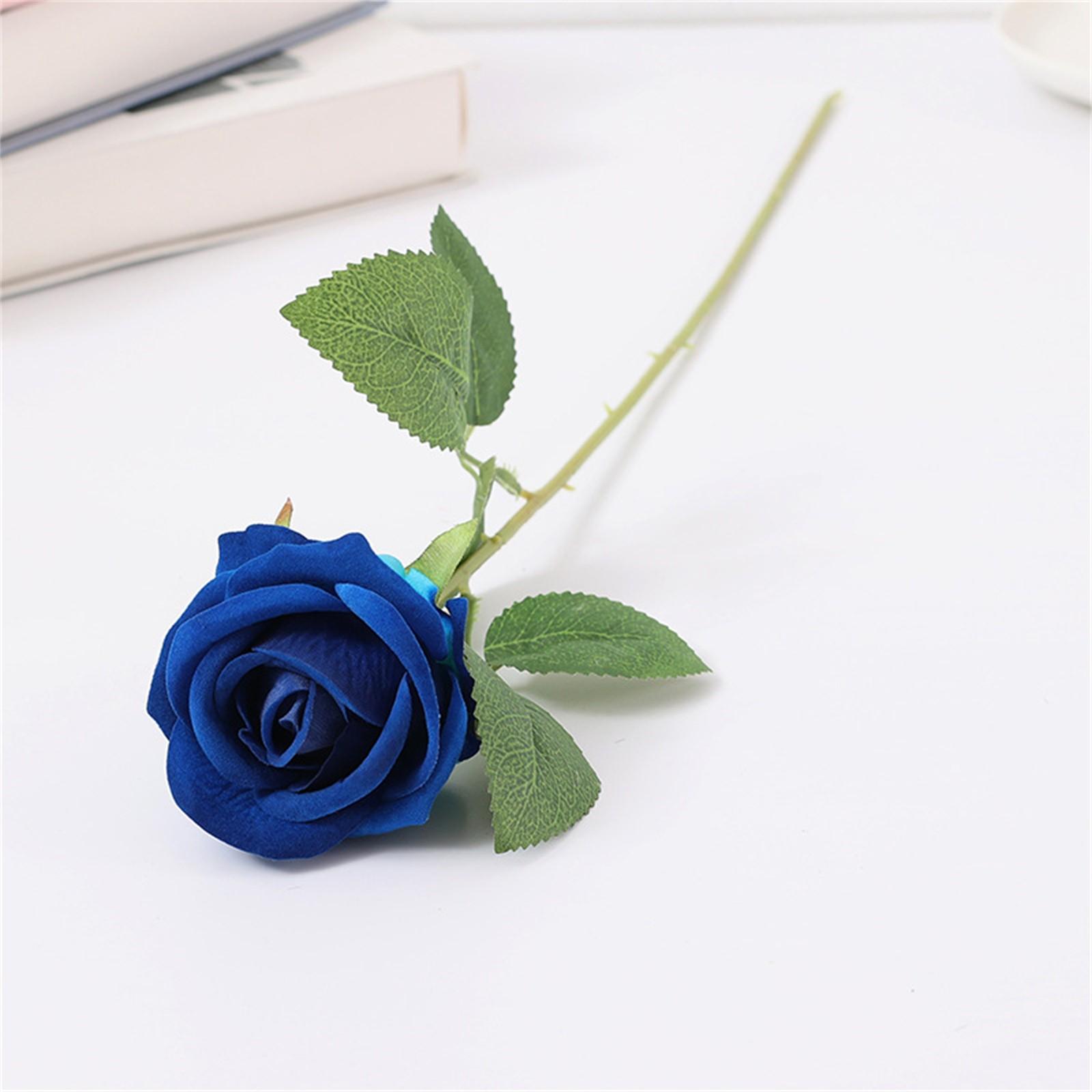 

12pcs Artificial Flowers Bouquet Flannel Fake Rose Flower Wedding Birthdays Home Table Christmas Decor Valentine s Day Gifts One Size синій