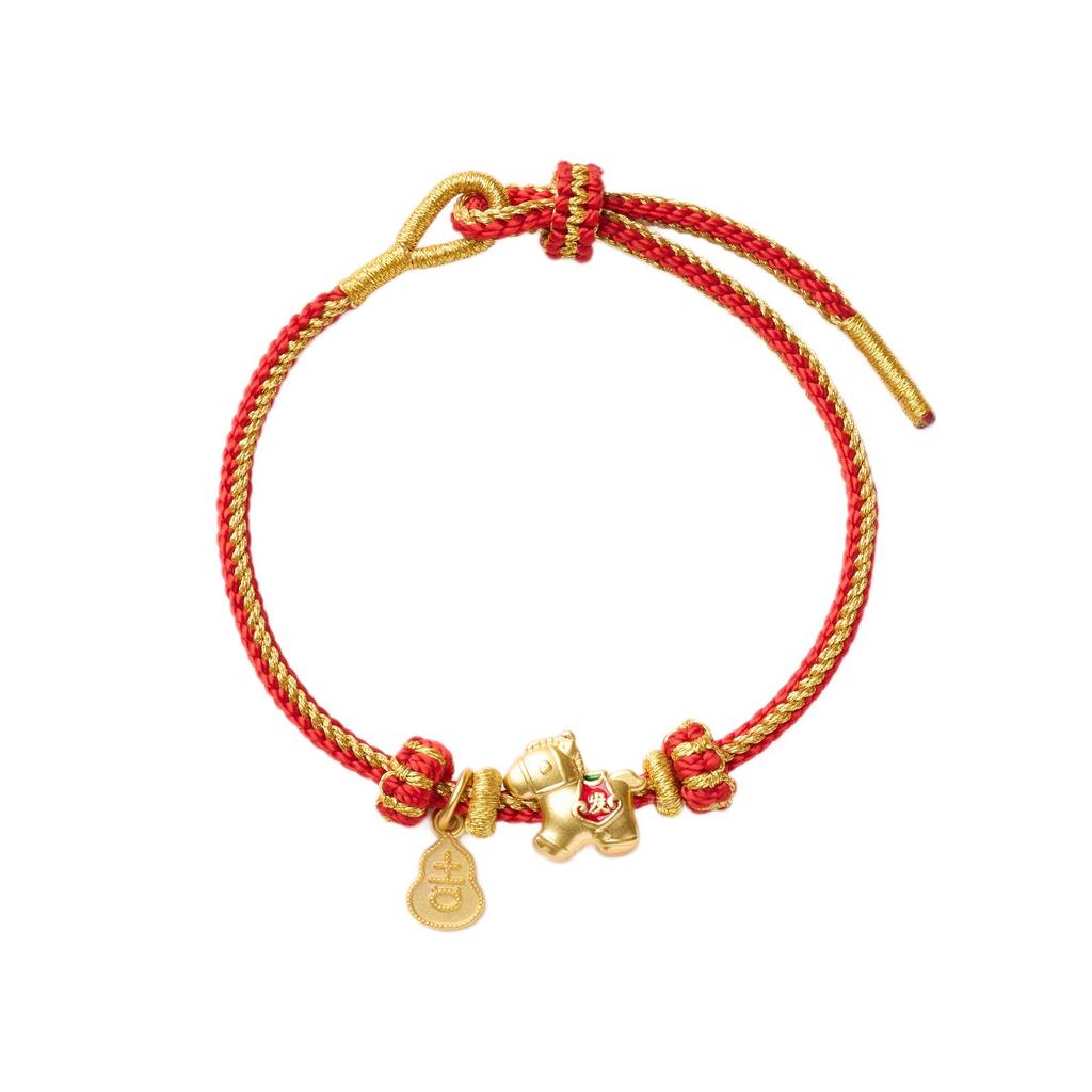 Chinese Zodiac Year of the Horse Handmade Red Rope Bracelet for Good Luck - Unisex Gift