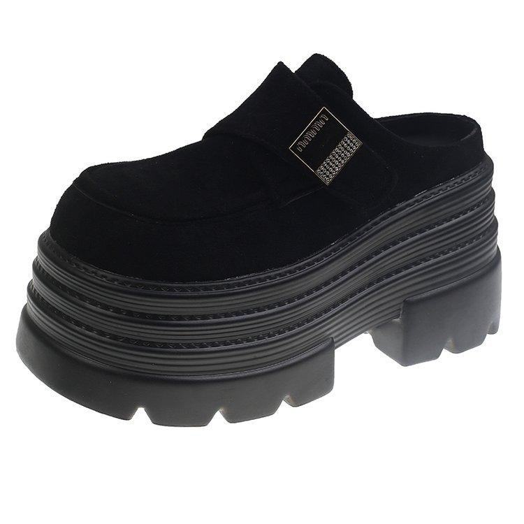 

[Youshilai] Muffin thick-bottomed half-slippers women s 2025 spring new fashionable retro casual versatile one-pedal 35