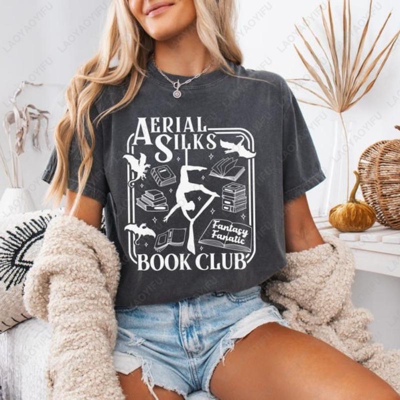 

Fantasy Book Lover Aerial Silks Cotton Shirt Aerialsilks Bookish Cottagecore Graphic Oneck Tee Booklover Dance Women Clothes S