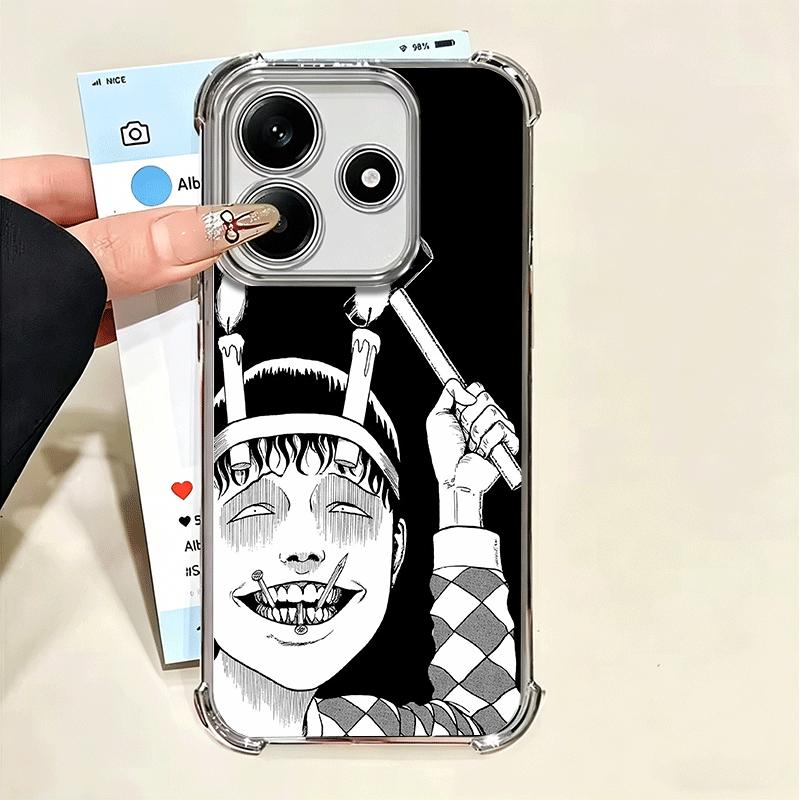 Japanese Horror Anime Plating Phone Case For Xiaomi Poco X5 X6 X7 X8 Pro Max F8 Ultra F7 M8 M7 M5S Redmi 15C 15 14C 13C 13 X3 12