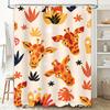 Animal Print Shower Curtain Giraffe Pattern Bathroom Decor Flower Design Fabric Waterproof Home Decoration