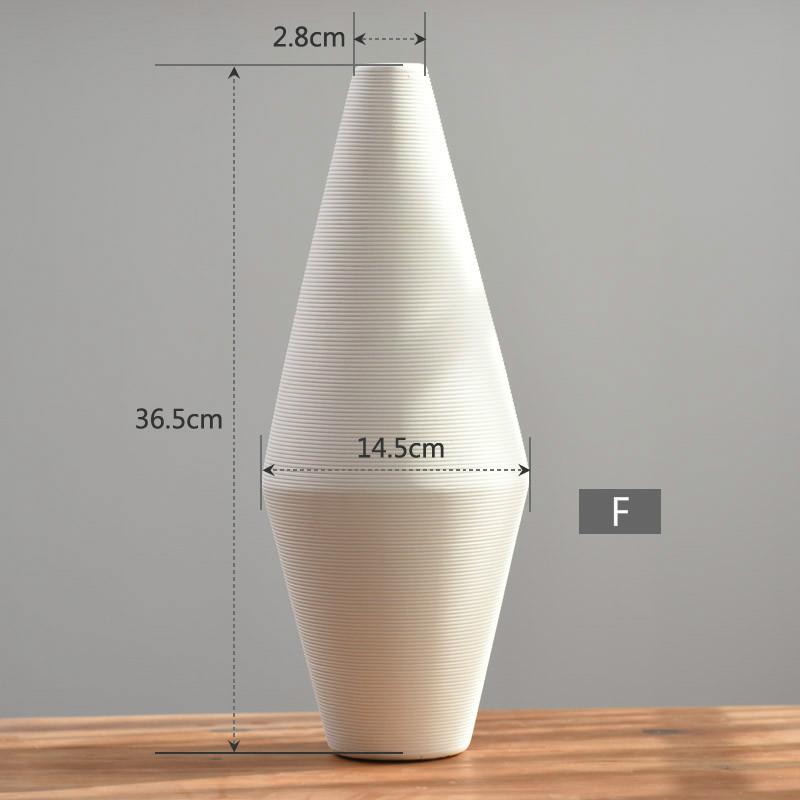 Nordic Classic White Art Ceramic Flower Vase Dining Room Creative Decoration Porcelain Vases