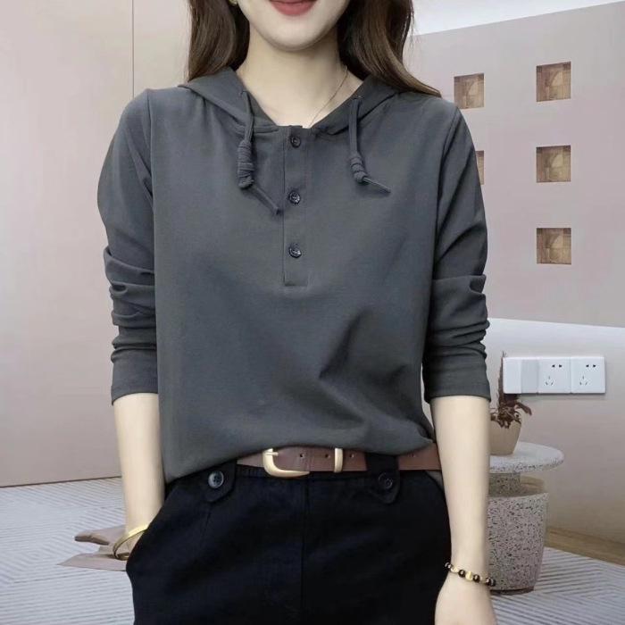 Women's Autumn Slimming Hooded Pullover T-shirt