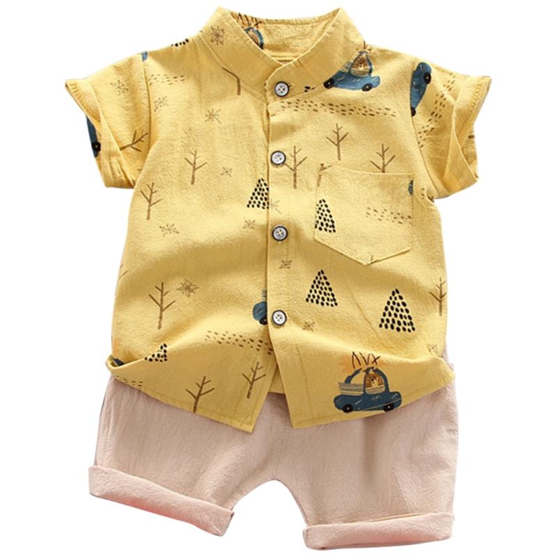 

Летний детский комплект одежды, тонкий комплект из двух предметов: рубашка с короткими рукавами и однотонные шорты с рисунком из мультфильма 110/XL