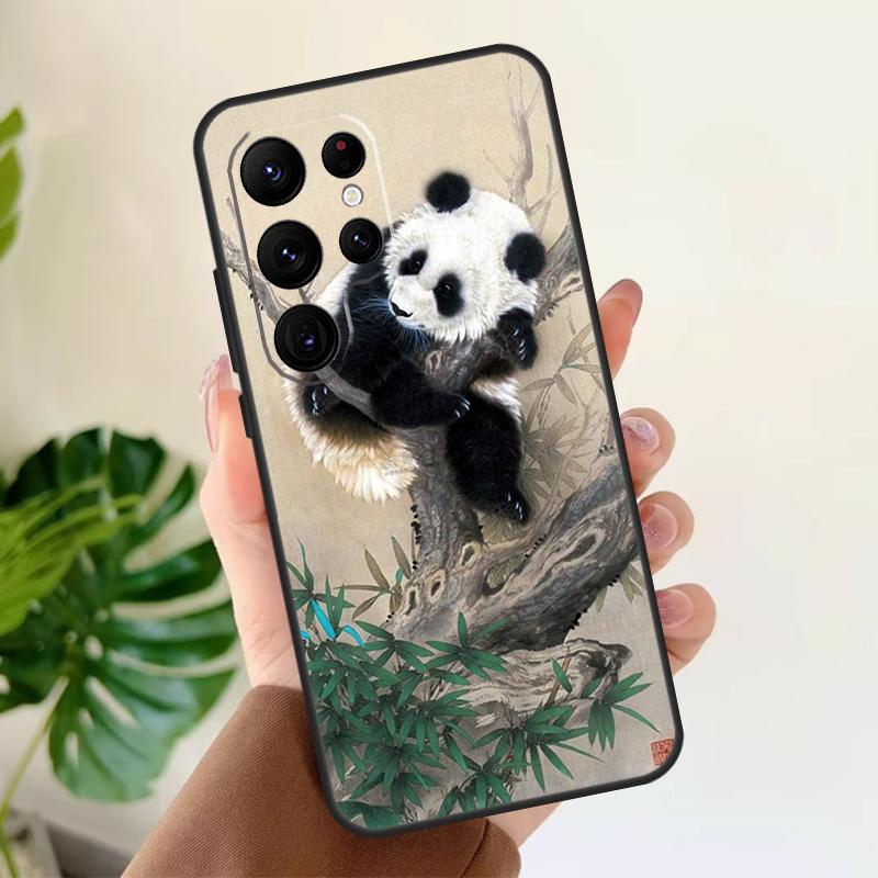 Panda Animal Cute Bear Soft Case For Samsung Galaxy S21 S22 S23 S24 S25 Ultra S9 S10 Plus S20 FE S24 FE Phone Cover