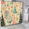 1pc Vintage Christmas Shower Curtain with 12 Hooks - Large 70. 8x70. 8 Inch Holiday Bathroom Decor, Colorful Ornament & Tree D