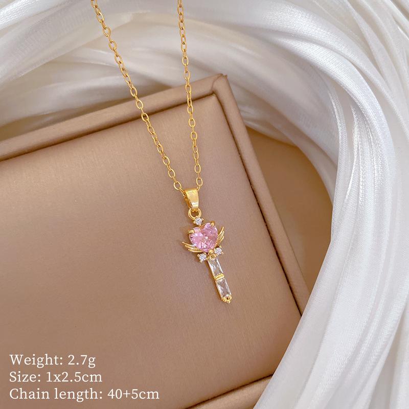 Voller Diamant Dreidimensionaler Delfin Leichter Luxus Temperament Wunderschöne Voll-Diamant-Halskette Damen Vielseitig Schlüsselbein-Kette Titanstahl-Kette