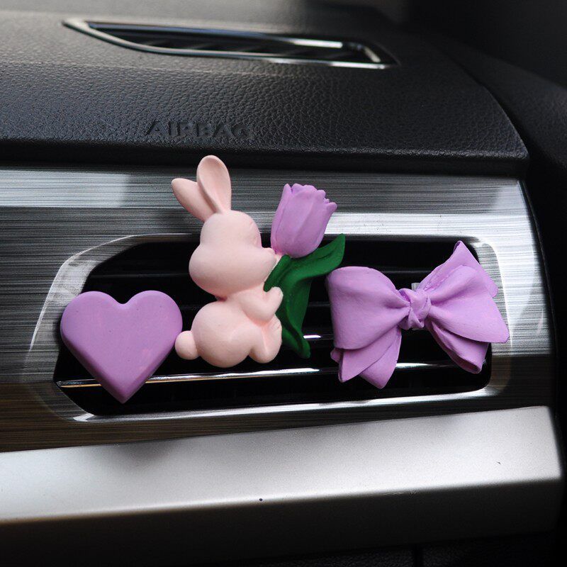 Cute Internet-Famous Bunny Car Air Freshener, Long-Lasting Aroma Diffuser, Car Vent Bouquet Decoration Clip, Gift for Girls