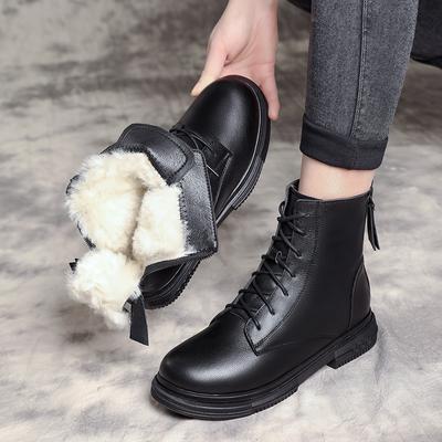 Stiefeletten für Damen, Winter, große Größe, Schneestiefel, Damen, echtes Leder, Wolle, rutschfeste Damen-Motorradstiefel