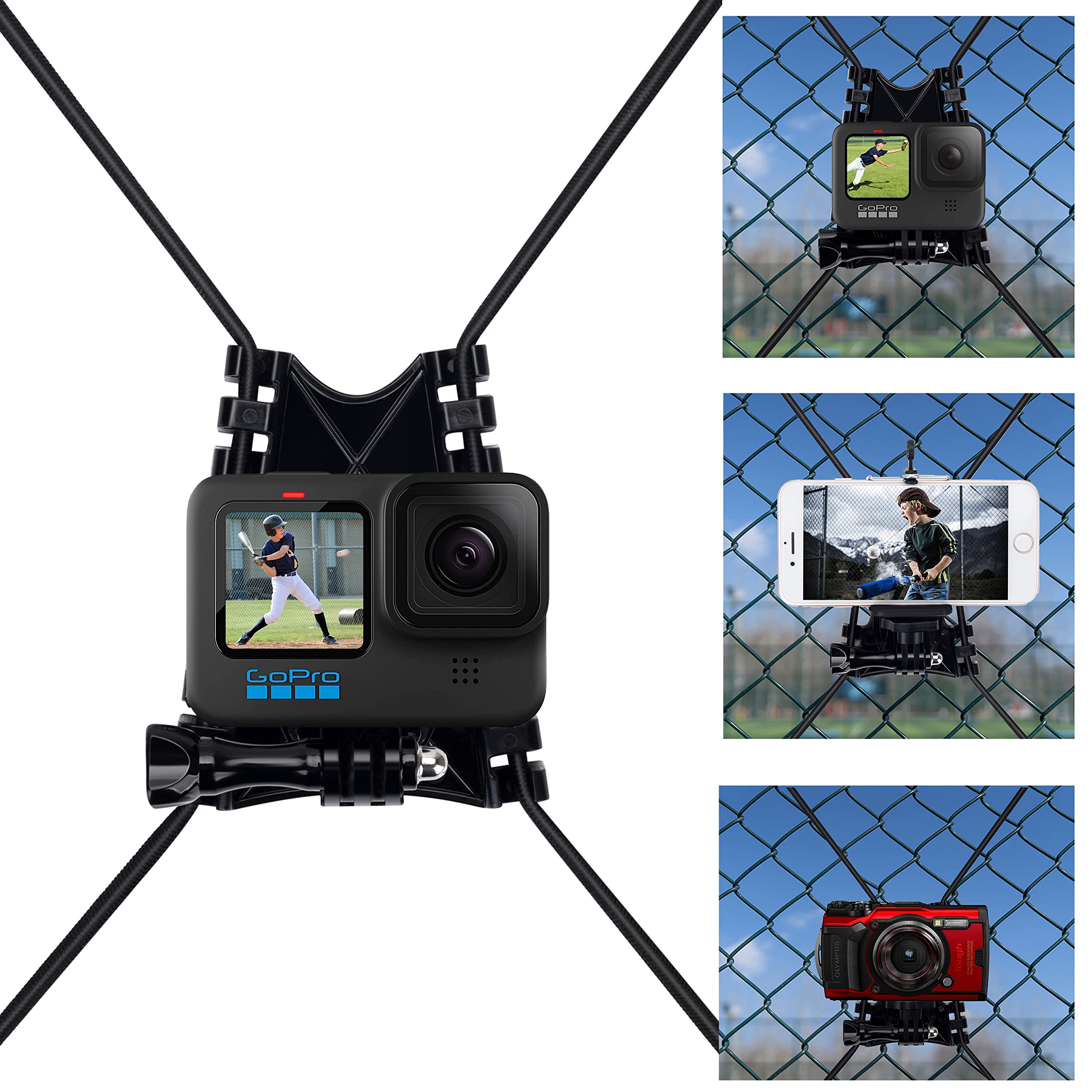

Suptig Net Fence Tree Pole Mount Compatible with GoPro DJI Digital Cameras & - (Hero 13-3), Osmo, AKASO, Phones, чорний