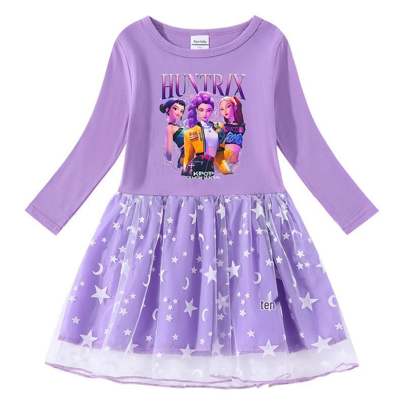 Korean Style Kpop Demon Slayer Long/Short Sleeve Girls' Princess Dress