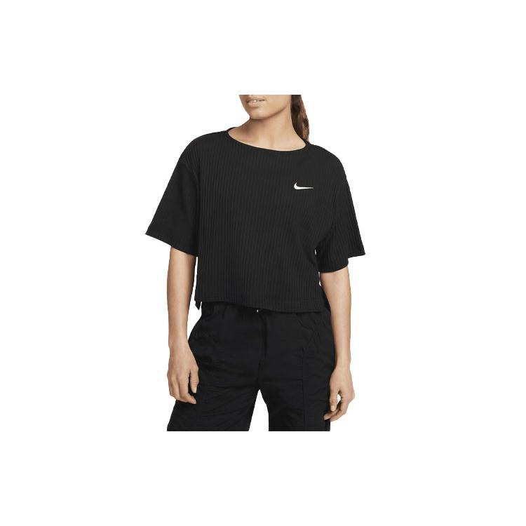 Nike Crop Tops Women's Black Crew Neck Moderate DV7871-010