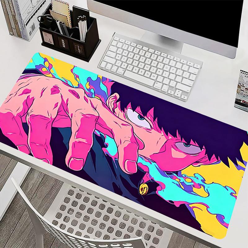 Gaming Mouse Pad Mob Psycho 100 Colorful Anime Desk Mat Lock Edge Computer Accessories Cool Keyboard Pad Gamer Nonslip Mousepad